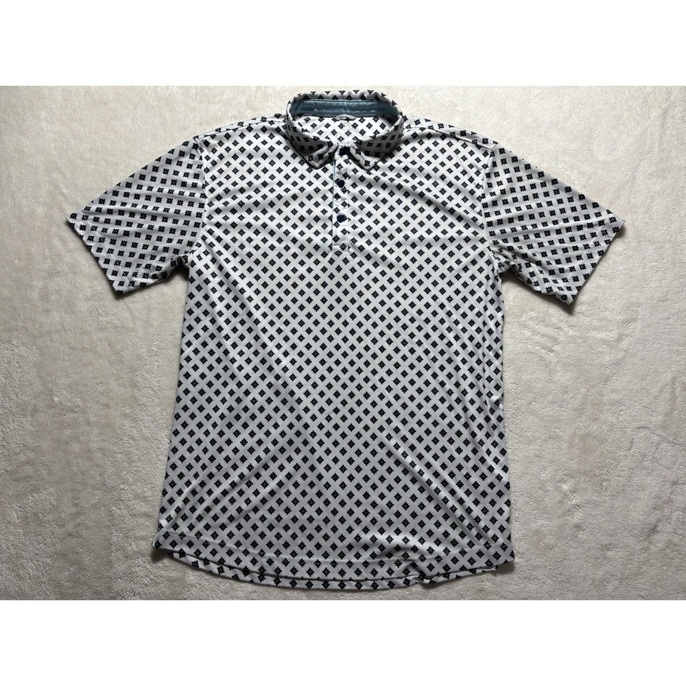 Swannies Ornate AOP Polo Shirt Mens Large Geometric All Over Print S/S Golf